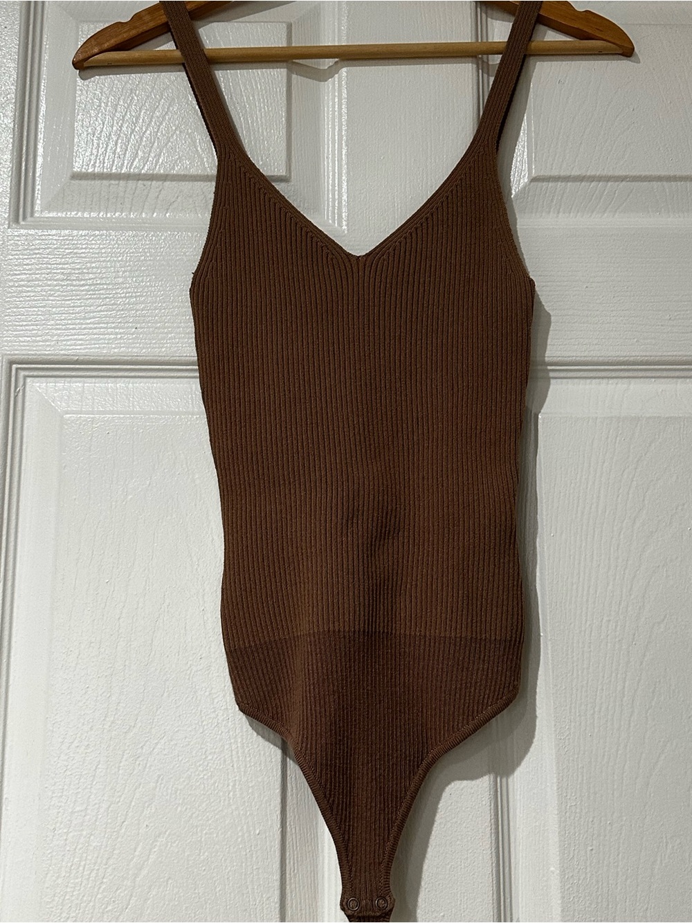 Abercrombie & Fitch Brown Ribbed V-Neck Bodysuit
